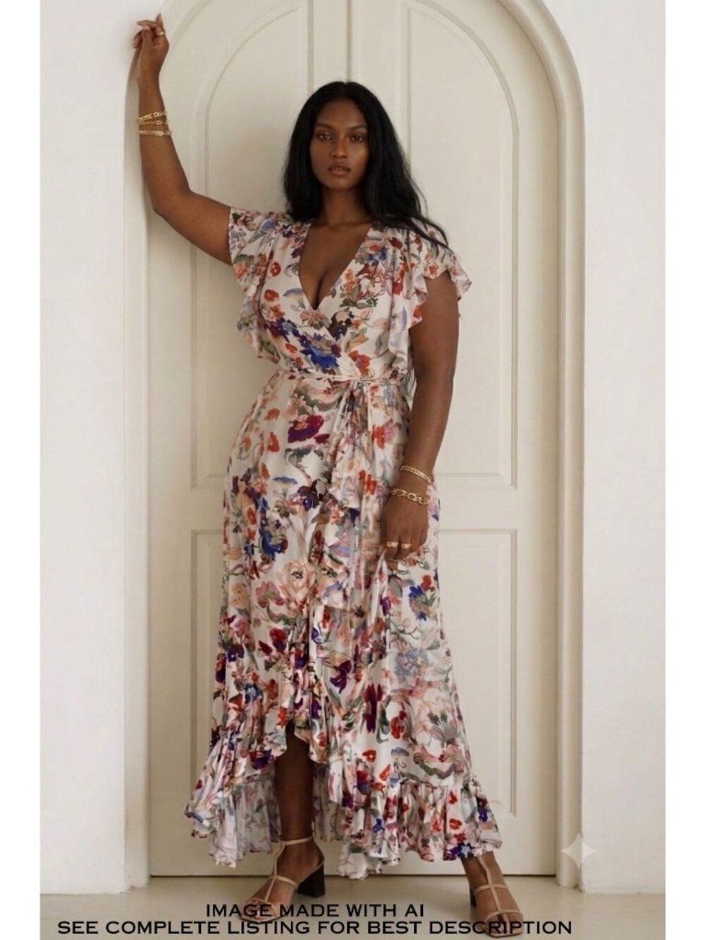 Bali Elf Asymmetric Sundress XXL Wrap Flutter Sleeves Ruffle Handmade Wedding